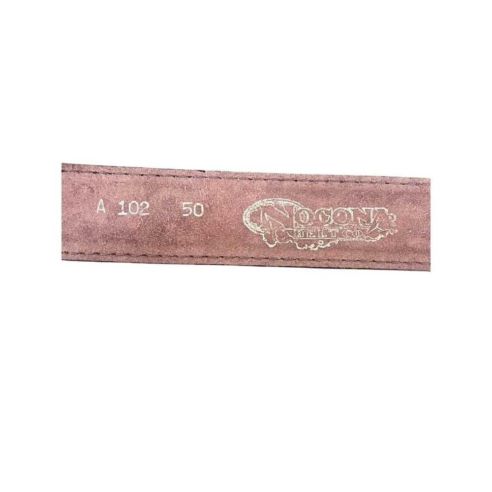 Nocona Men's Leather Western Belt with Silver/ Bronze Buckle size 50